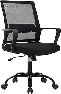 PayLessHere Office Chair Computer Chair Ergonomic Mesh Chair Mid-Back Home Office Swivel Chair Modern Desk Chair with Wheels Armrests Lumbar Support (Black)
