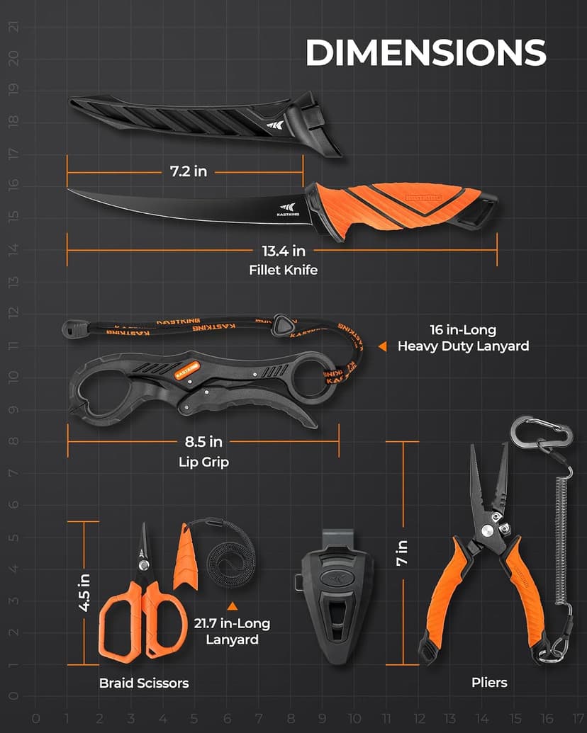Corrosion Resistant Fishing Pliers, Fillet Knife, Scissors, 55 lb Floating Fish Lip Gripper, Multi-Function Fishing Tools KastKing SteelStream Fishing Tool Set, Fishing Gear B0F2FQ6CD9