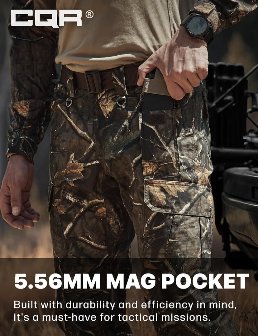 CQR Men's Tactical Pants, Water Resistant Ripstop Cargo Pants, Lightweight EDC Work Hiking Pants, Outdoor Apparel