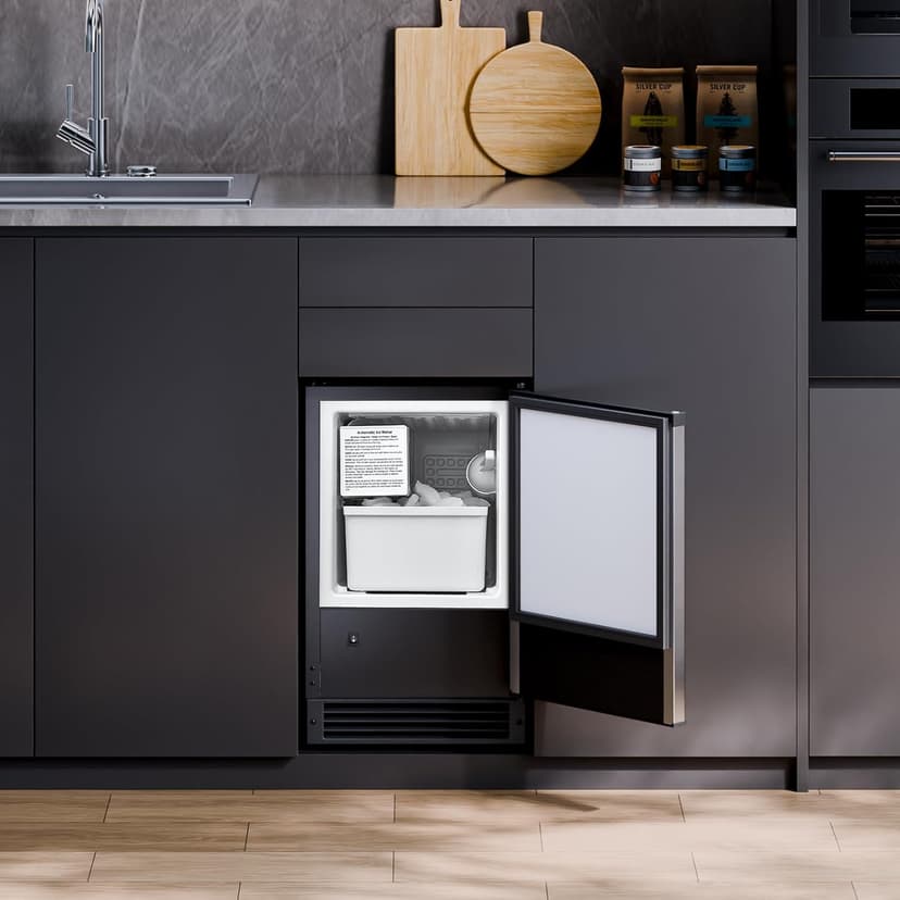 VEVOR Undercounter Built-in Ice Maker, 15 Lbs/Day Under Counter Ice Maker Machine with Reversible Door Stainless Steel, Freestanding Ice Maker for Commercial Home Kitchen, No Drain Required