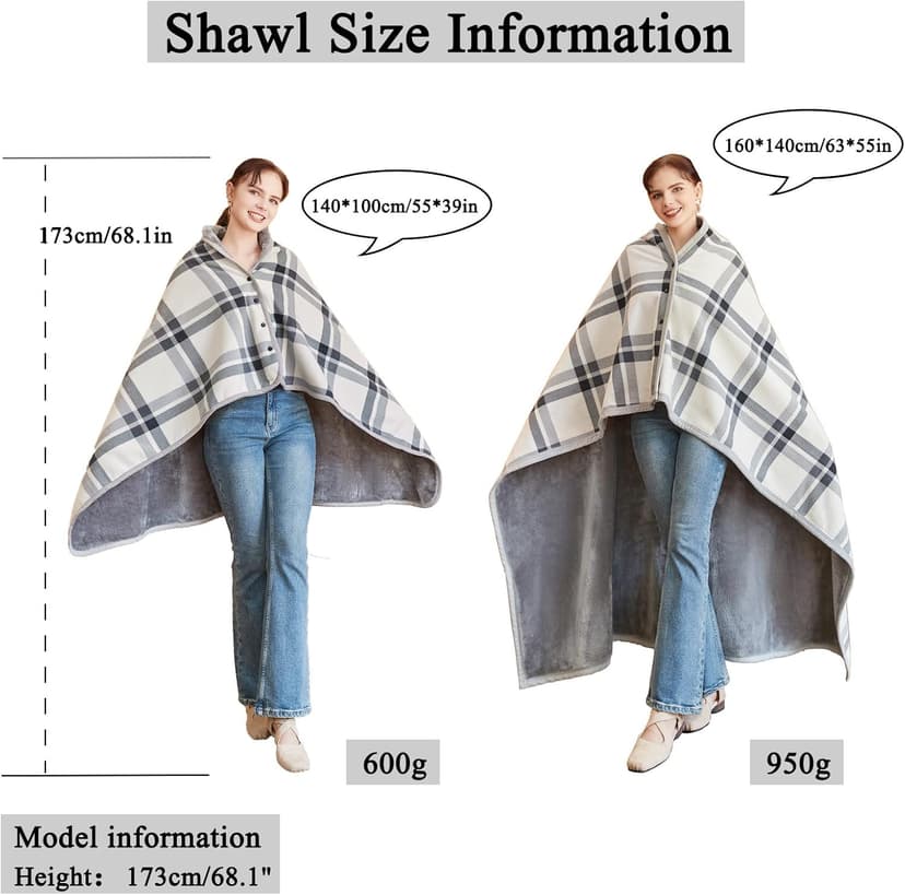 forestfish Fleece Wearable Blanket Oversized, Comfy Lightweight Lap Blanket Poncho Throw With Buttons, 63“x 55” (Grey-white, Medium(55”x39”)) B07Y87KBYS