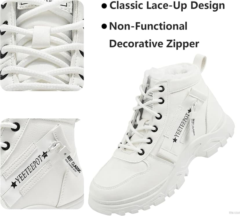 Yeeteepot Womens Snow Boots Warm Winter Boots Ladies Fur Lined Ankle Boots Lace Up Outdoor Booties Anti-Slip Sneakers Waterproof Walking Shoes