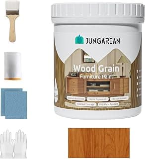 Wood Grain Furniture Paint 10.5oz with Tools - One-step No Need Prime No Need Varnish - Water-based & Low Odor - Outdoor & Indoor Wood Paint for Furniture and More - Teak
