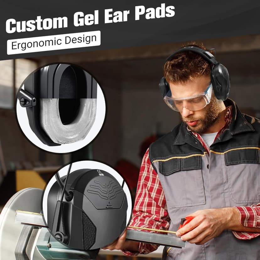 PYBBO Shooting Ear Protection with Gel Ear Pads, NRR 23dB Active Noise Reduction & 3X Sound Amplification Gun Range Earmuffs