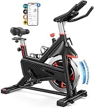 Merach Exercise Bike for Home Gym, Low Noise Stationary Bike with Brake Pad, Indoor Workout Bike with Self-Developed App, Tablet Mount and Fitness Courses for Weight Loss, 300 Lb Weight Capacity