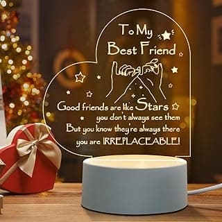 Afterprints Friendship Gifts - Engraved Heart-Shaped Night Light, Best Friend Birthday Gifts for Women, Girls Friends, Christmas Gift for Friends, Acrylic Night Lamp