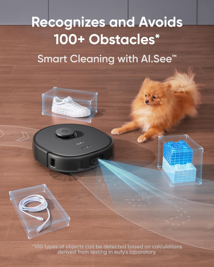 eufy X10 Pro Omni Robot Vacuum and Mop Combo, Incredible Suction, Dual Mops with 12 mm Auto-Lift and Carpet Detection, AI Obstacle Avoidance, Auto Mop Washing&Drying, Self-Emptying, Self-Refilling