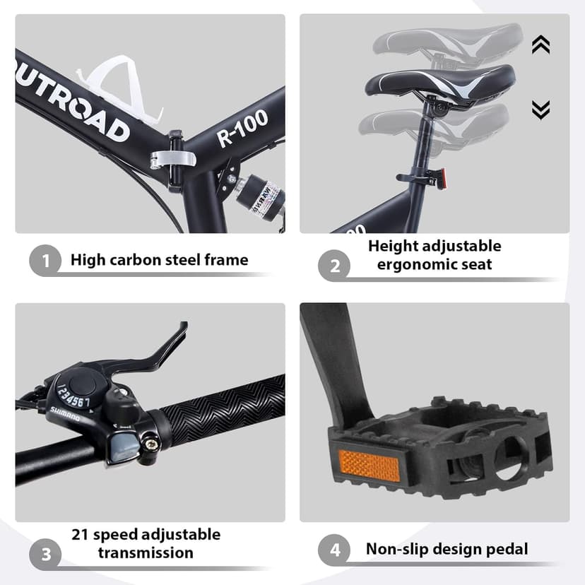 26 ich Folding Mountain Bike, 21 Speed High Carbon Steel Mountain Bike for Adults with 26 Inches Durable Tires, Front Suspension Folding Bicycle for Women and Man | 26 ich, High Carbon Steel, Durable Tires, Front Suspension, Folding Bicycle