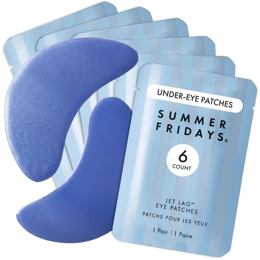 Summer Fridays Jet Lag Hydrating Eye Patches - De-puffing Hydrogel Under Eye Masks with Hyaluronic Acid, Caffeine + Peptides - Soothing + Refreshing At-Home + Travel Skin Care (6 Pairs) B0F19YY96Z