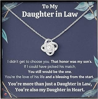 Daughter in Law Gifts Necklace From Mother in Law To My Bonus Daughter Honor Pendant Jewelry with Message Card and Box (Standard Box, Honor Gift Set)