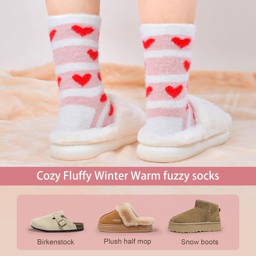 FilmHOO Fuzzy Socks for Women Cozy Fluffy Warm Socks Birthday Christmas Gifts for Women Mom Valentines Day Gifts for Her