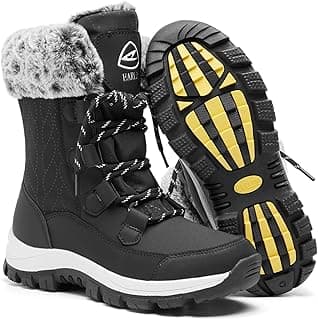 EARLDE Women's Snow Boots Waterproof Winter Boots Mid-Calf Outdoor Lightweight Warm Faux Fur Lined with Non-slip Sole