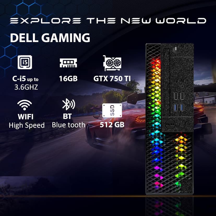 Dell RGB Gaming Desktop Computer, Intel Quad Core I5-6500 up to 3.6GHz, GeForce GTX 750 Ti 4G GDDR5, 16GB Memory, 512G SSD, RGB Keyboard & Mouse, 600M WiFi & Bluetooth 5.0, Windows 11 Pro (Renewed)