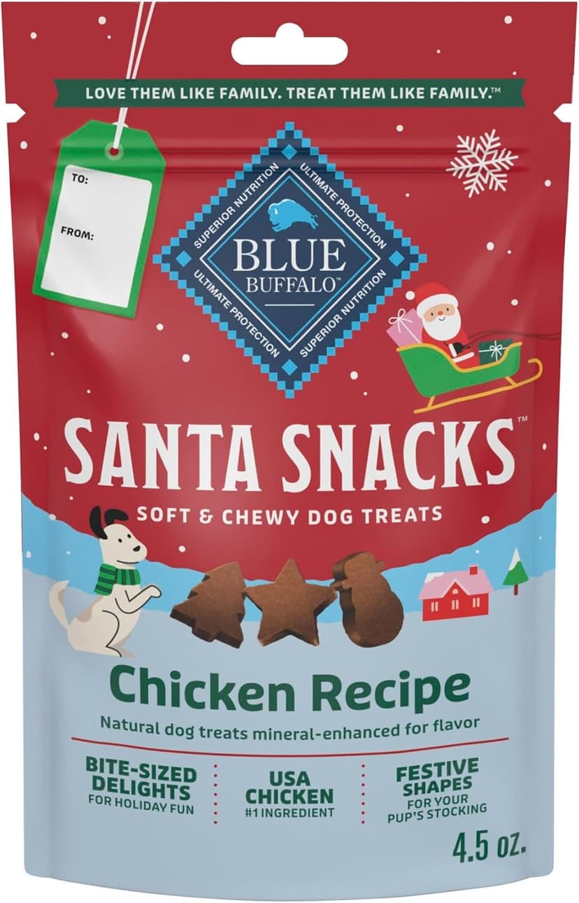 Limited-Time Holiday Treat, Soft-Moist Training Bits, Seasonal Shapes, No Chicken By-Product, Corn, Wheat, or Soy Blue Buffalo Santa Snacks Chicken Dog Treats, 4.5 oz B08C7H7LW7