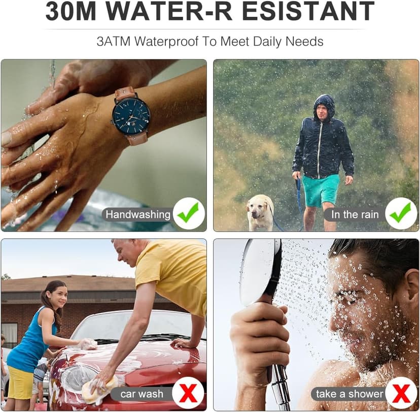 CHEETAH Minimalist Waterproof Quartz Watches for Men with Leather Strap, Auto Date