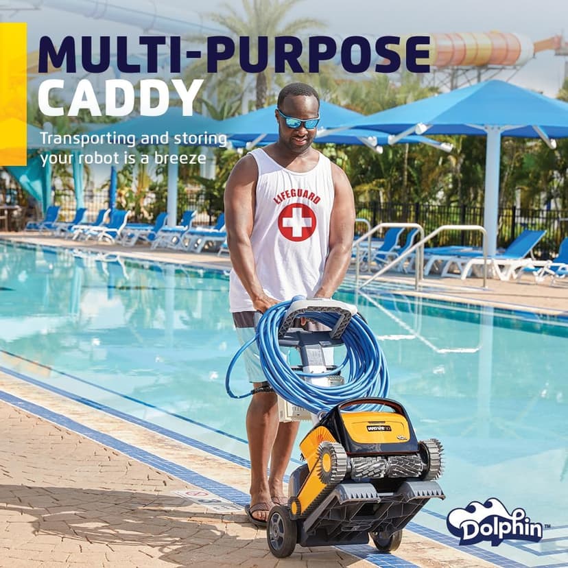 Dolphin Wave 90i Wi-Fi Automatic Robotic Pool Vacuum Cleaner Includes Caddy, Wall Climbing Scrubber Brush, Top Load Filters, Ideal for Commercial Pools up to 78 FT in Length