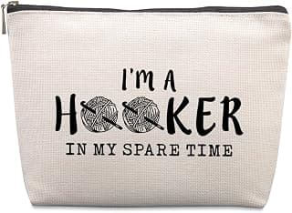Funny Crochet Gifts for Crochet Lovers Funny Crochet Makeup Bag, Crochet Knitting Gifts for Christmas, Friendship & Birthday Gifts for Women, Mom, Sister, Travel Cosmetic Bag B0DHTL2L81