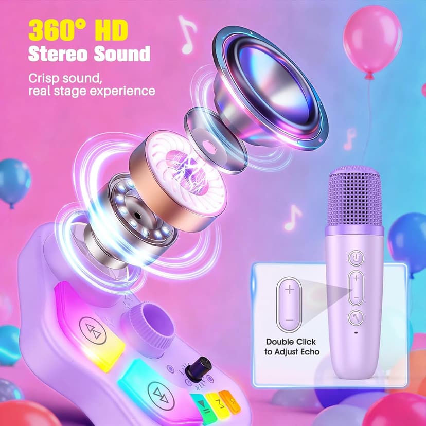 Stand Karaoke Machine for Kids, Christmas Singing Toys Gifts for 3 4 5 6 7 8 Year Old Girls Boys, Rechargeable Kid Microphone Bluetooth Speaker with 2 Mic for Girl Age 4-6 Toddler Birthday Party Toy B0G6LBYTJ2