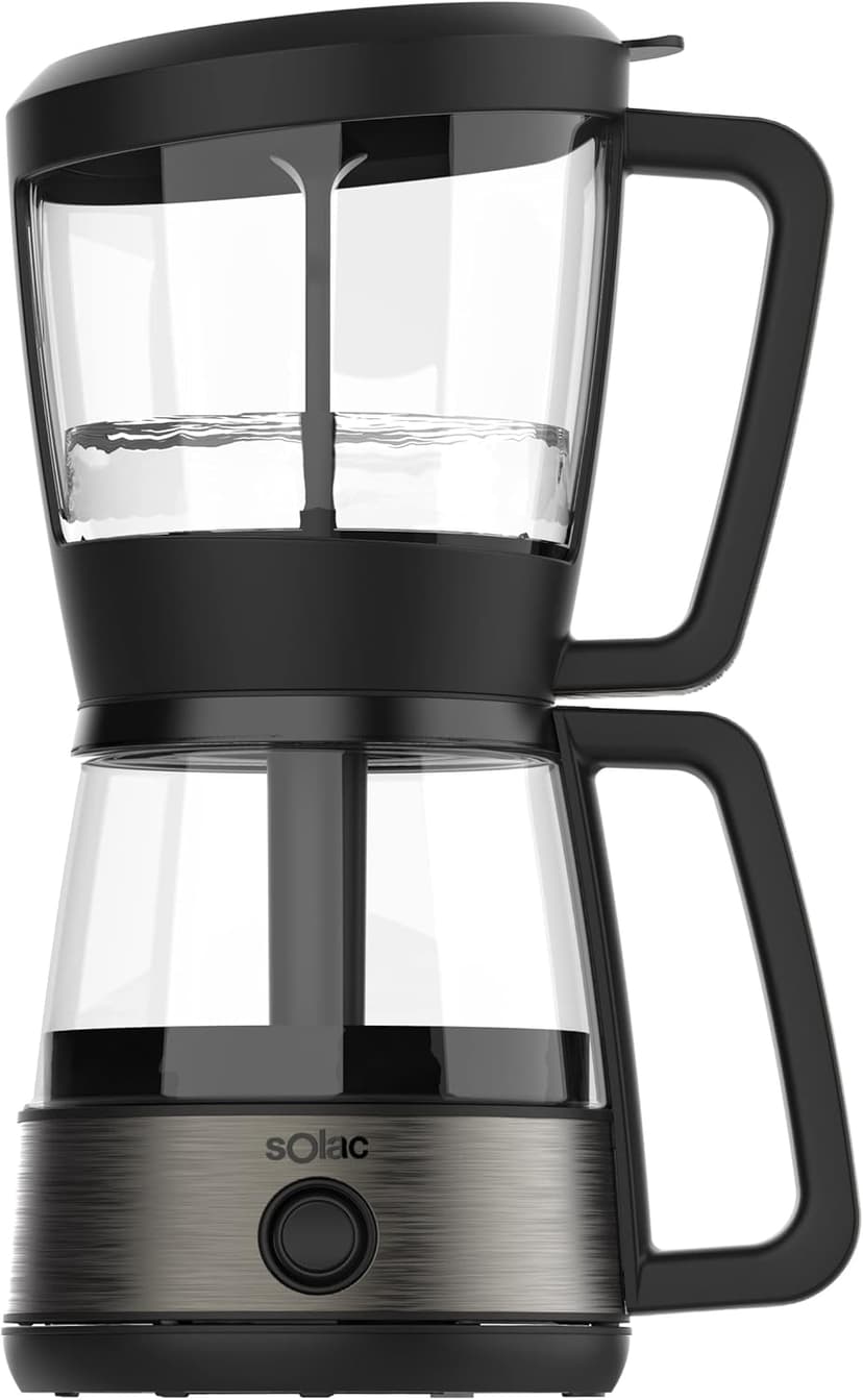 SOLAC SIPHON BREWER 3-in-1 Vacuum Coffee Maker, Tea Brewer & Water Boiler, Brushed Stainless Steel and Black, 30 oz