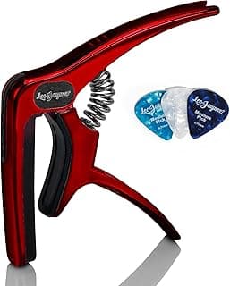 Leo Jaymz Heavy Duty Guitar Capo for Acoustic/Electric Guitars, Guitar Clip made of Zinc Alloy Metal, Guitar Clamp for Bass Classical Guitar, Ukulele, Mandolin,Banjo (Shadow Red)