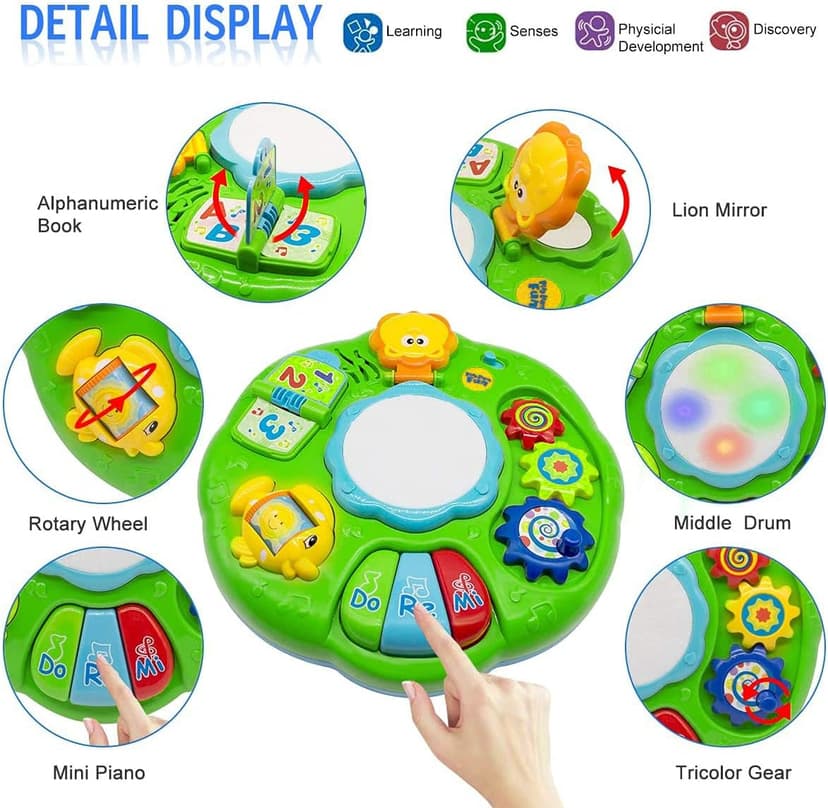 Baby Toys 6-12 Months, Baby Activity Table Center, Musical Toys for Infant Toddler 0 3 6 9 12 18 Months, Boy Girl Toy for 1 2 3 Year Old