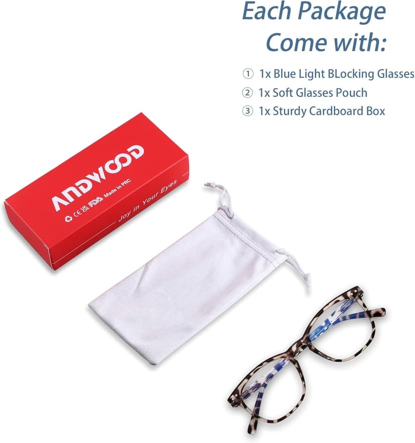 ANDWOOD Blue Light Blocking Glasses Women Men Computer Small Face Clear Bluelight Blocker Eyeglasses Frame