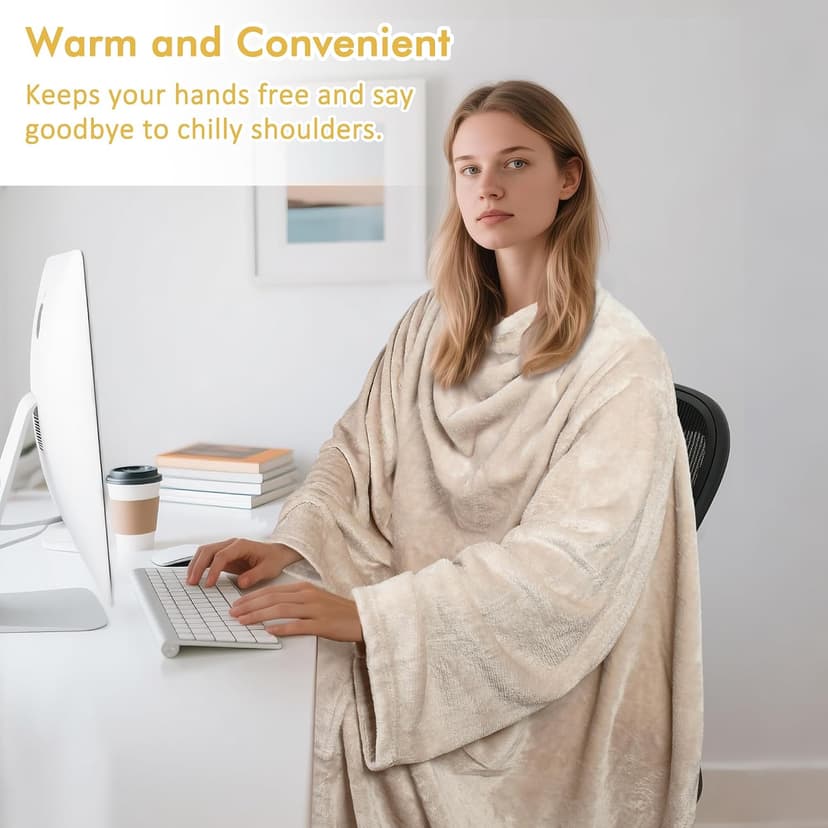 Cozy Sleeve Design for Hands-Free Comfort, Perfect for Reading, TV Time & Relaxing, Christmas & Birthday Gift Catalonia Wearable Blanket with Sleeves for Women & Men, Fleece Wrap Throw B075M2FQYV