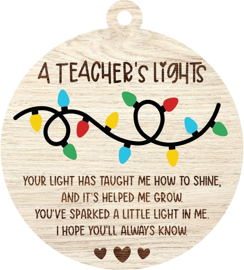 Heartfelt teacher Christmas ornament. A thoughtful thank you gift for teachers that shines with appreciation. Ready to hang. Teacher Christmas Ornaments – Best Merry for Teachers (B48) B0D9GZF921