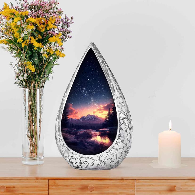 Majestic Night Burial Urn for Adult Female and Male - Small Drop Urns for Human Ashes Adult - Urns for Human Ashes - Memorial Funeral Gift 3 Inch with 3 Cubic Capacity B0FHDYNKTV