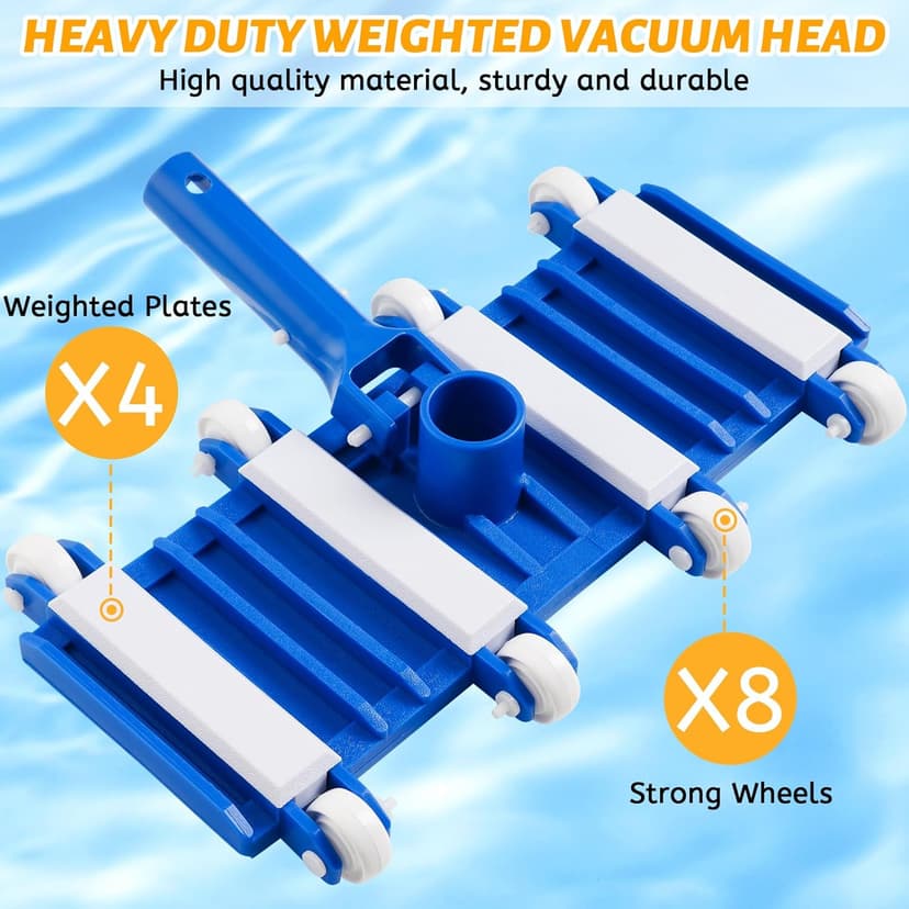 Pool Vacuum Head with Wheels, Flexible Swimming Pool Vacuum Head with Swivel, Pool Cleaner Vac Head, 14''Heavy Duty Head for Inground & Above Ground Pool