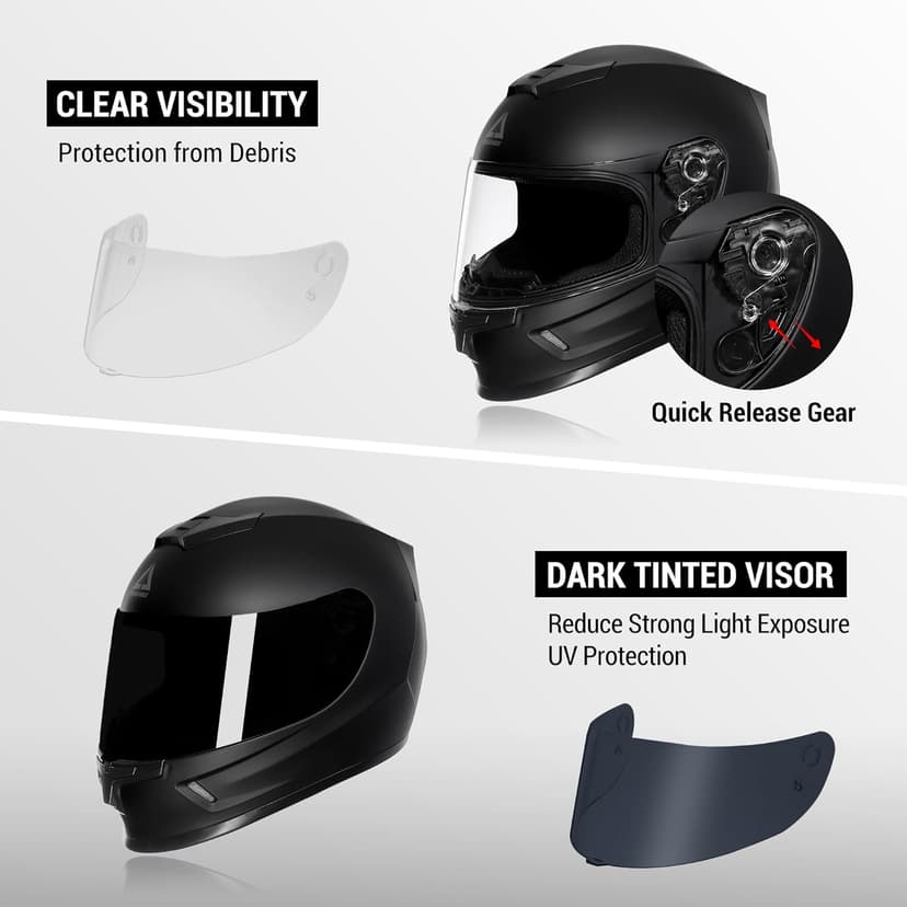 TRIANGLE Kids Motorcycle Helmets Youth Full Face Helmet Lightweight with 2 Visors DOT Approved