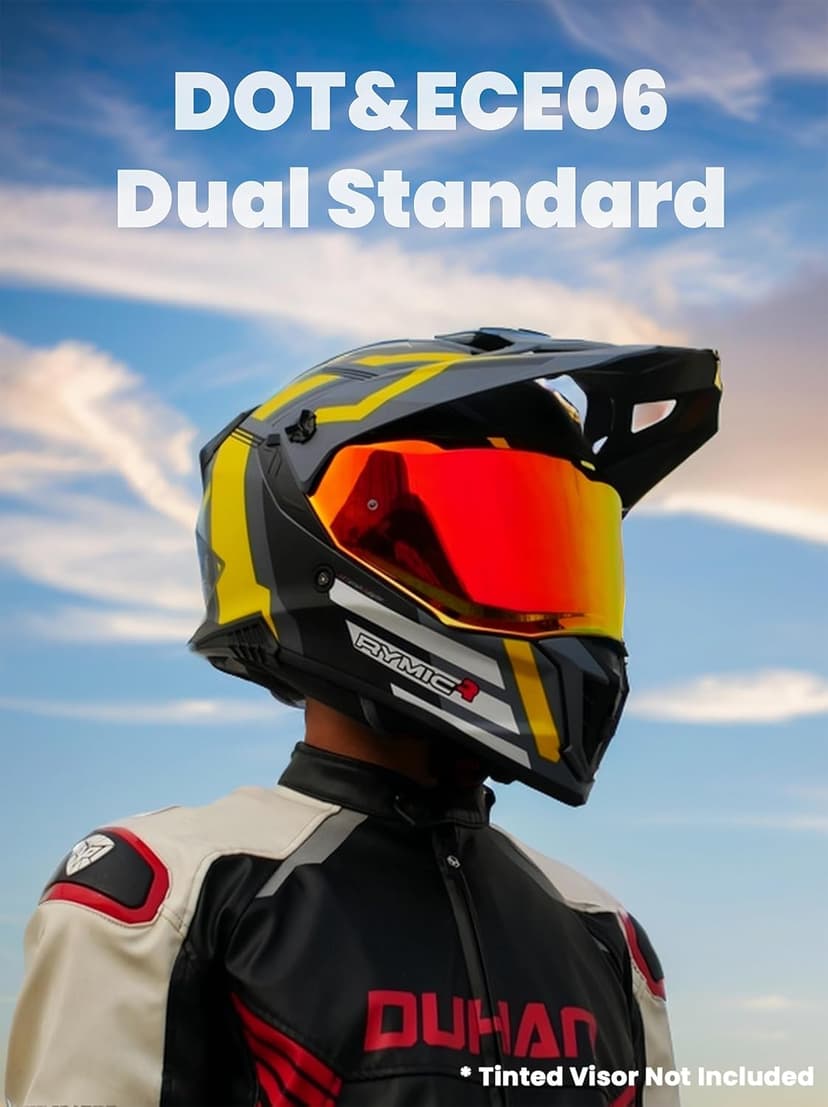 X60 Dual Sport Helmet, Adventure Motorcycle Helmet with Integrated Sun Visor - Off Road Dirt Bike Snowmobile Helmets for Adult DOT & ECE 22.06 Approved