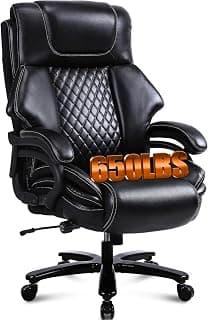 BOSMILLER 650lbs Large Big and Tall Office Chair for Heavy People with Adjustment Lumbar Support, Comfy Padded Heavy Duty Leather Executive Office Chair with Quiet Rubber for Adults 8 Hours Daliy Work