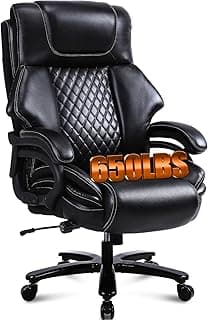 BOSMILLER 650lbs Large Big and Tall Office Chair for Heavy People with Adjustment Lumbar Support, Comfy Padded Heavy Duty Leather Executive Office Chair with Quiet Rubber for Adults 8 Hours Daliy Work