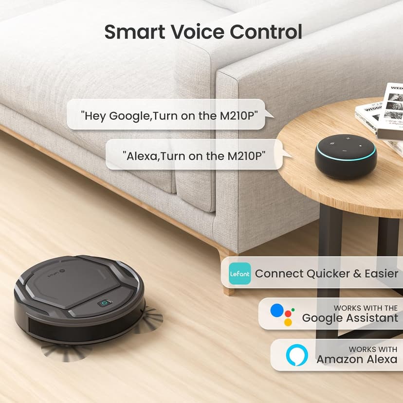 Lefant M210 Pro Robot Vacuum, 4000Pa Suction, 200 Mins Runtime, Quiet, Ultra-Slim, Self-Charging Robotic Vacuum Cleaner, WiFi/App/Alexa Control, Ideal for Pet Hair & Hard Floors