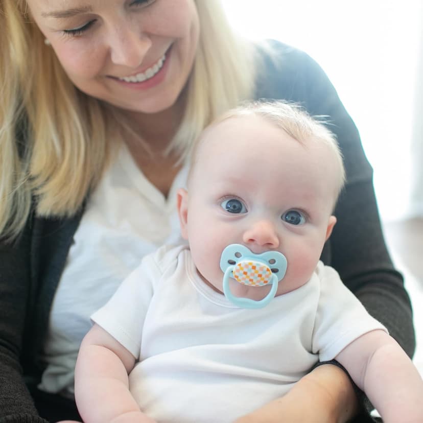 Dr. Brown's Advantage Baby Pacifier, Fully Symmetrical Soother with Soft Silicone Bulb, Blue Sunrise, 0-6m, BPA Free, 2 Pack