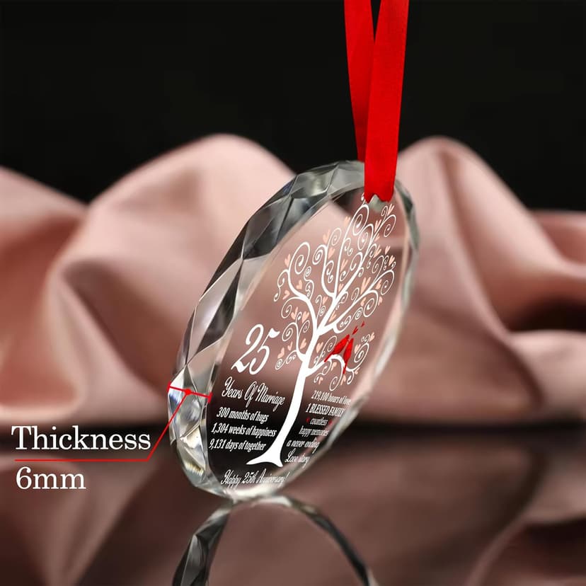 25th Wedding Anniversary Glass Ornament – Silver Wedding for Parents, Couple, Wife, or Husband – Unique 25 Years Marriage Christmas Decoration Keepsake