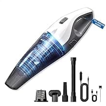 Sonashi Handheld Wet Dry Vacuum Cleaner 6000PA Suction, Dual HEPA Filters, Quick USB Charging - Portable for Automobile and Home Cleaning LED Light Portable Vacuum Cordless