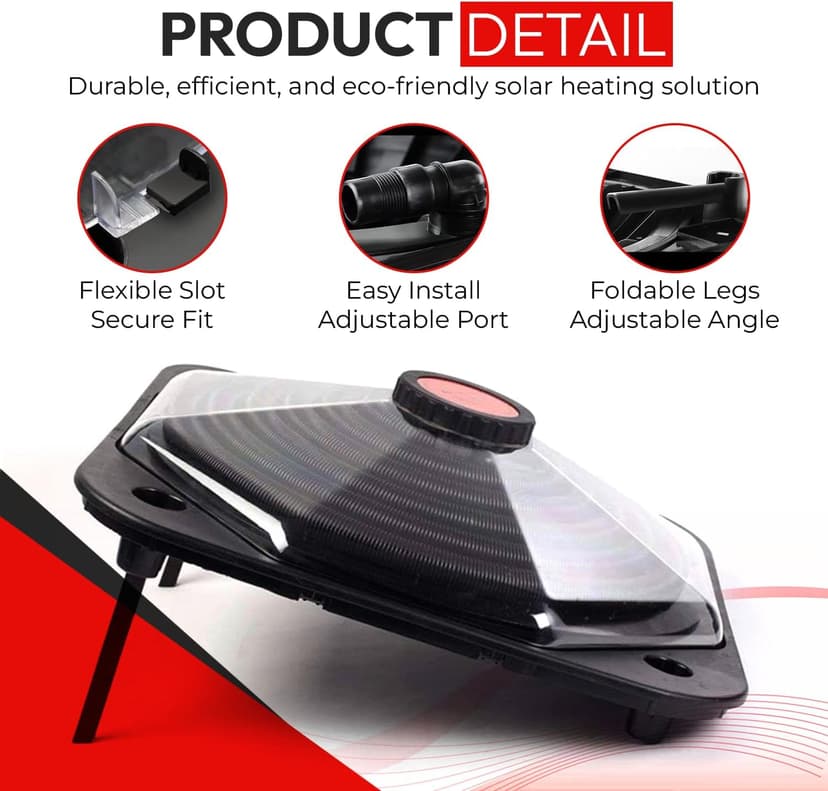 Solar Pool Heater Dome – Black SunCOIL for Above Ground & Intex Pools – Free Connection & Diverter Valve Kit – Fast & Efficient Sun-Powered Heating – 5-Year Warranty