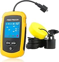Venterior Portable Wired Fish Finder Ice Kayak Fishing Gear Water Depth Finder Handheld Fishfinder LCD Display Sonar Transducer