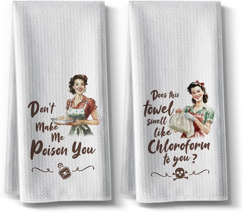 Kitchen Towels,Funny Joked Themed Dishcloth,16 * 24,2Pack,Microfiber Bar Towel,Hilarious Hand Towels,High Absorbent Dish Towels,Best Gifts for Hostess New Home Mom Women Housewarming