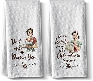 Kitchen Towels,Funny Joked Themed Dishcloth,16 * 24,2Pack,Microfiber Bar Towel,Hilarious Hand Towels,High Absorbent Dish Towels,Best Gifts for Hostess New Home Mom Women Housewarming