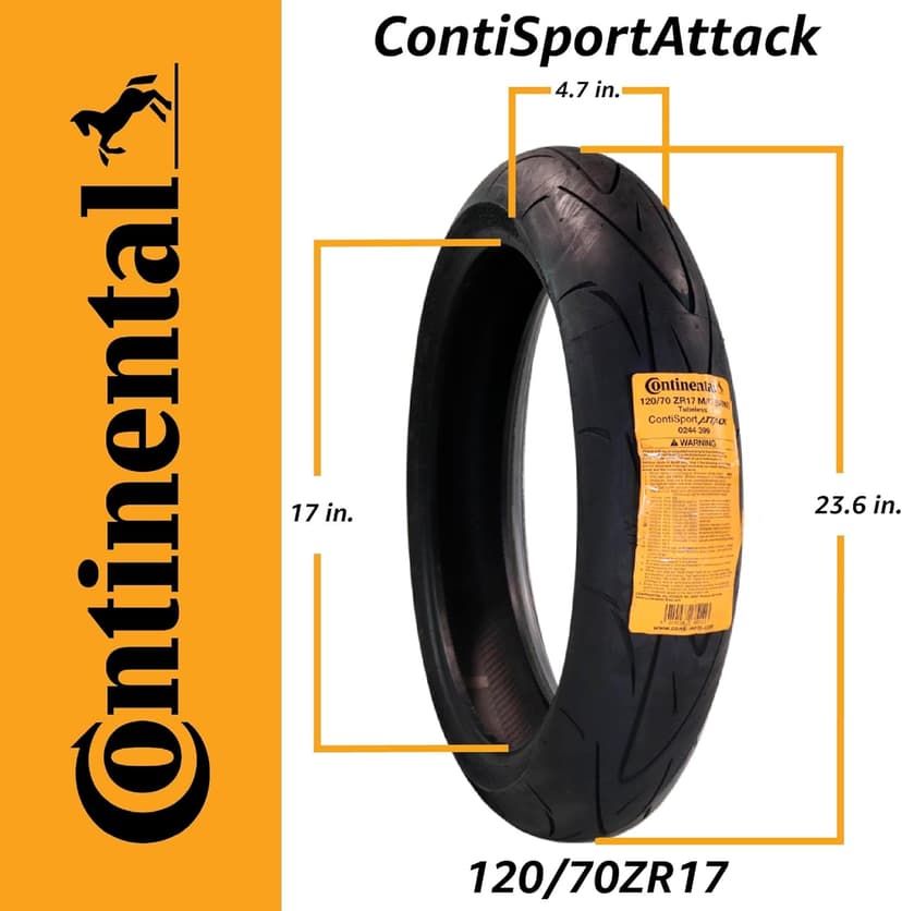 Continental ContiSportAttack 120/70ZR17 Front Motorcycle Tire - High Performance Sport Touring Radial Tire for Street Bikes 120/70-17