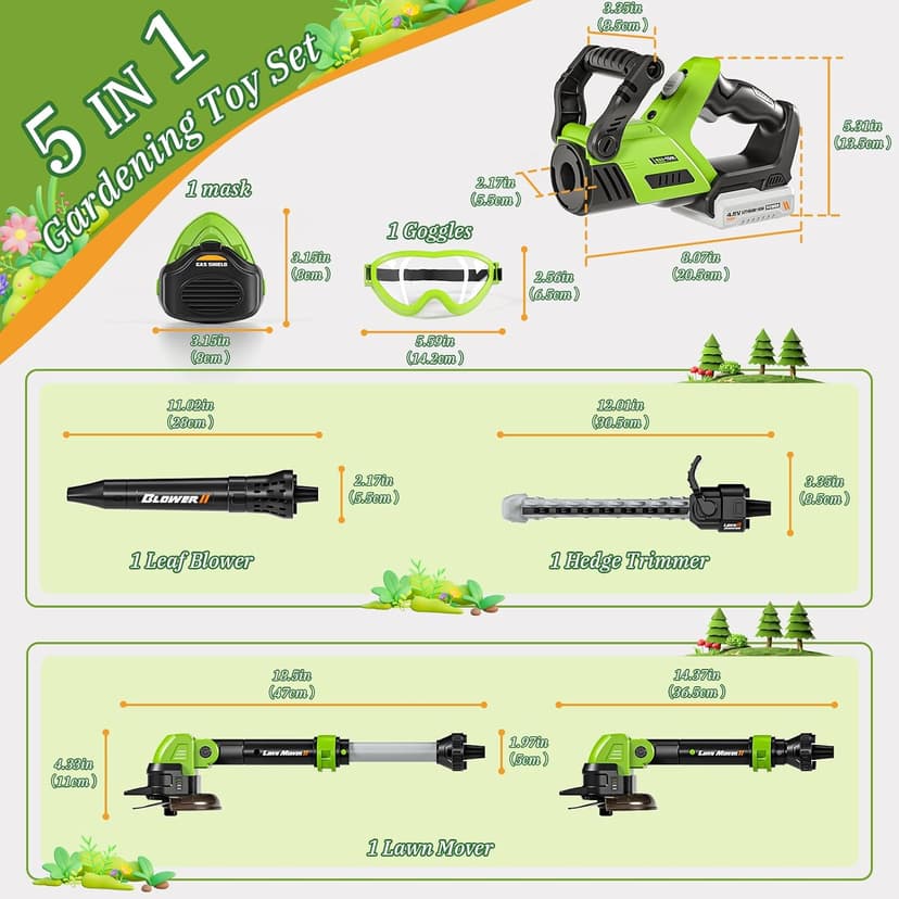 Kids Toy Tool Set, 3-IN-1 Power Garden Lawn Tools with Sounds & Lights, Volume, Toy Weed Wacker, Leaf Blower&Hedge Trimmer, Outdoor Play Toy Tools, Christmas Birthday Gifts for Boy Toys 3 4 5 6 7 8+ B0FJ262MMT