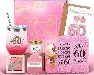60th Birthday Gifts for Women, 60 Year Old Birthday Gifts for Women Self Care Gifts Basket Relaxing Spa Gift Fabulous Happy 60th Birthday Gift Presents Ideas for Woman Mom Wife Sister Friend Grandma