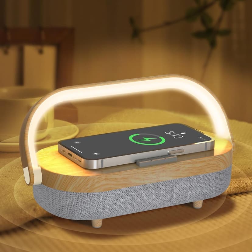 Nightstand Lamp with Wireless Charger,4 in 1 Touch Bedside Lamp Bluetooth Speaker,Portable Dimmable LED Night Light,Corporate Gifts Premium for Employees Clients,Birthday Gifts Women Wife Friend B0FJ1H1KCY