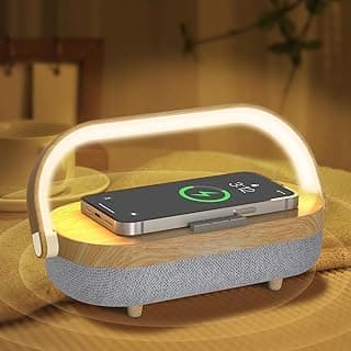 Nightstand Lamp with Wireless Charger,4 in 1 Touch Bedside Lamp Bluetooth Speaker,Portable Dimmable LED Night Light,Corporate Gifts Premium for Employees Clients,Birthday Gifts Women Wife Friend B0FJ1H1KCY