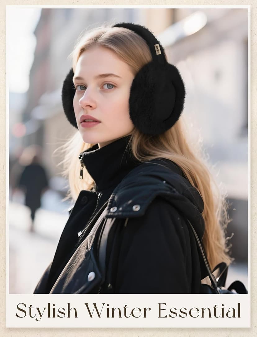 VEKDA Ear Muffs for Winter Women Fuzzy Ear Warmers Foldable Cute Earmuffs