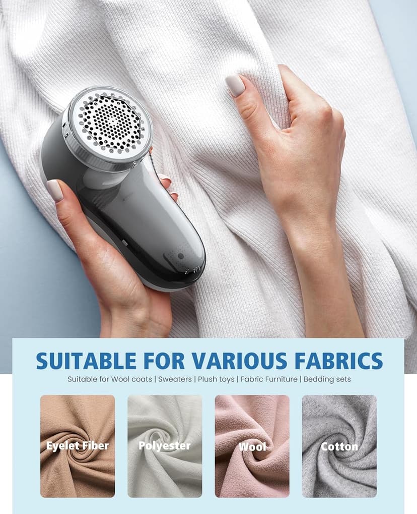 POPCHOSE Fabric Shaver, Sweater Shavers to Remove Pilling, Lint Shaver with 6-Leaf Blades, Electric Lint Remover for Clothes, Couch, Furniture, Fuzz, Lint Ball, Pillings, USB Rechargeable