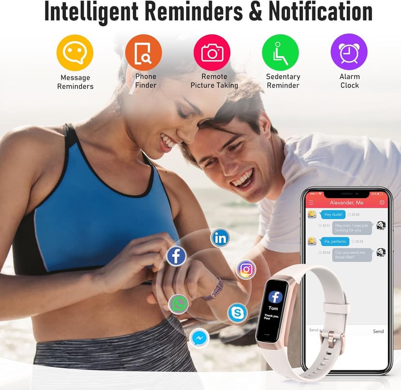 Zeacool Fitness Tracker with 24/7 Heart Rate, Blood Oxygen Blood Pressure Sleep Monitor, Activity Trackers 5 ATM Waterproof,Step Calorie Counter Pedometer Health Smart Watch for Women Men Beige